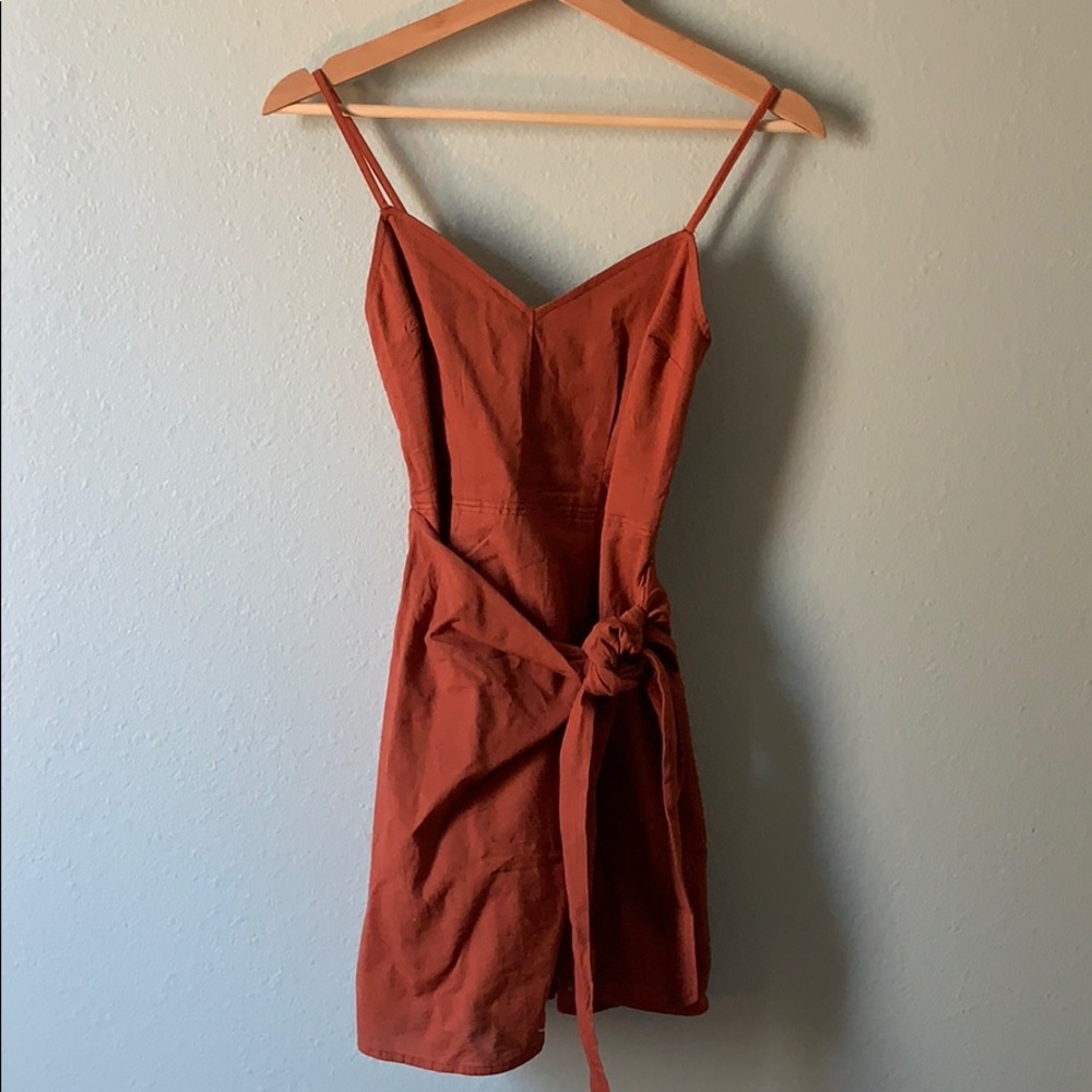 Dark Orange Mini Wrap Dress